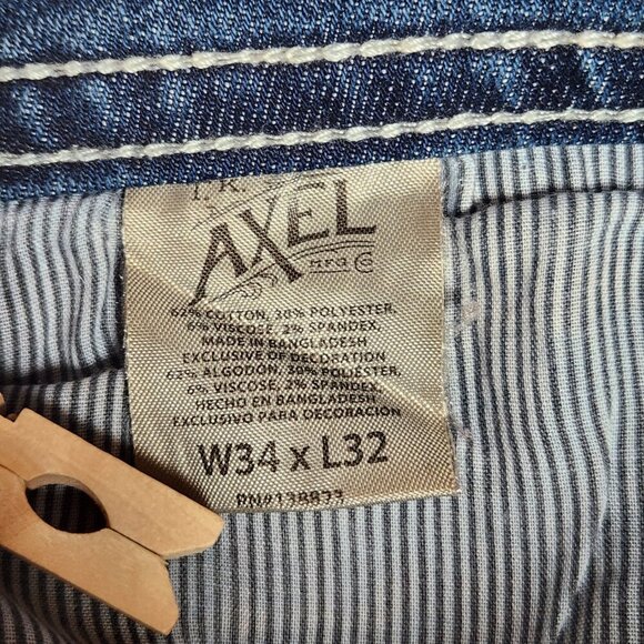 TK Axel Slim Boot Denim Jeans Men's 34x32 Distressed Classic Work Flap Pockets - Picture 7 of 7